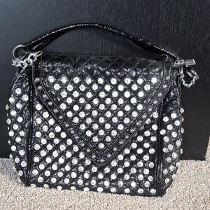 Black Rhinestone Studded Handbag